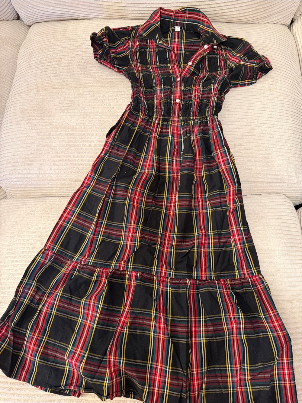 J. Crew Black Red Plaid Maxi Dress